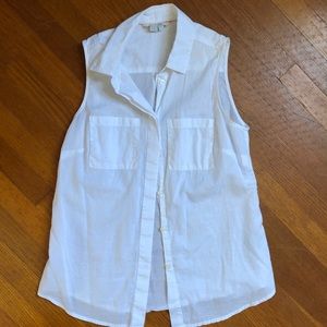 Boden Sleeveless Button-Up White Blouse